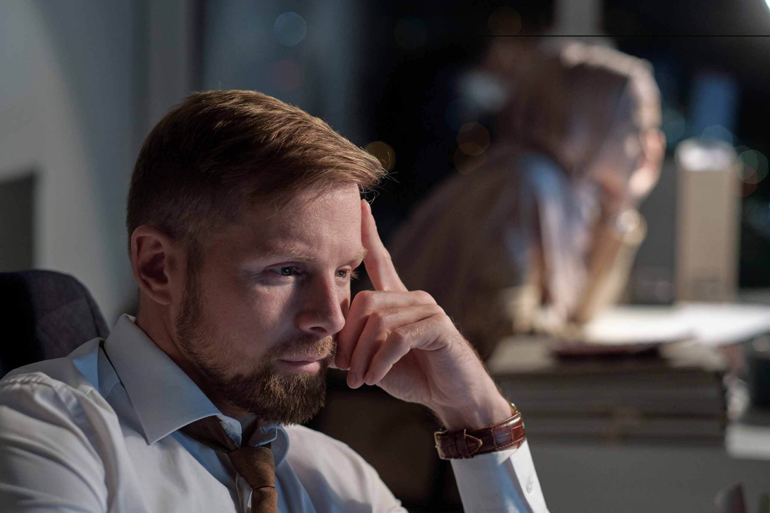 Drug and Alcohol Rehab Birmingham, West Midlands. Man thinking.